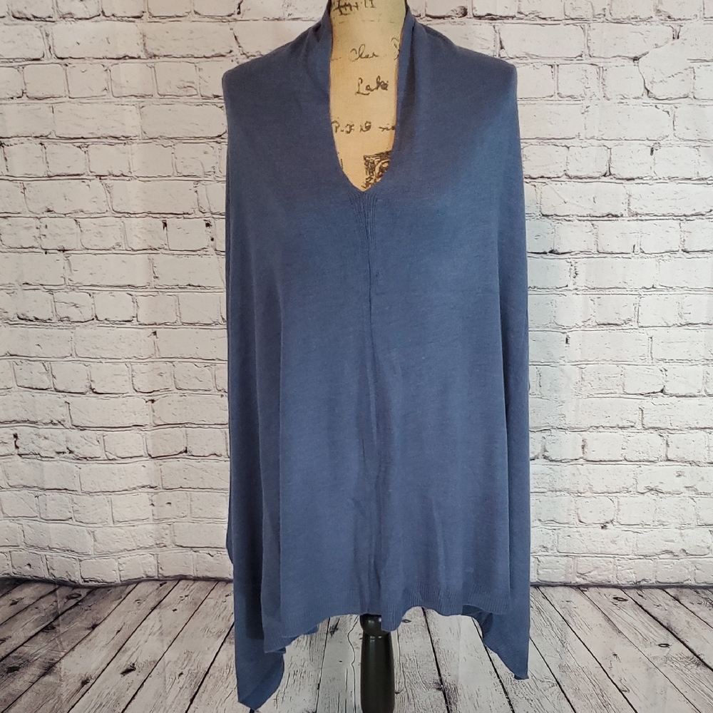 Blue Knit Poncho by Grandoe